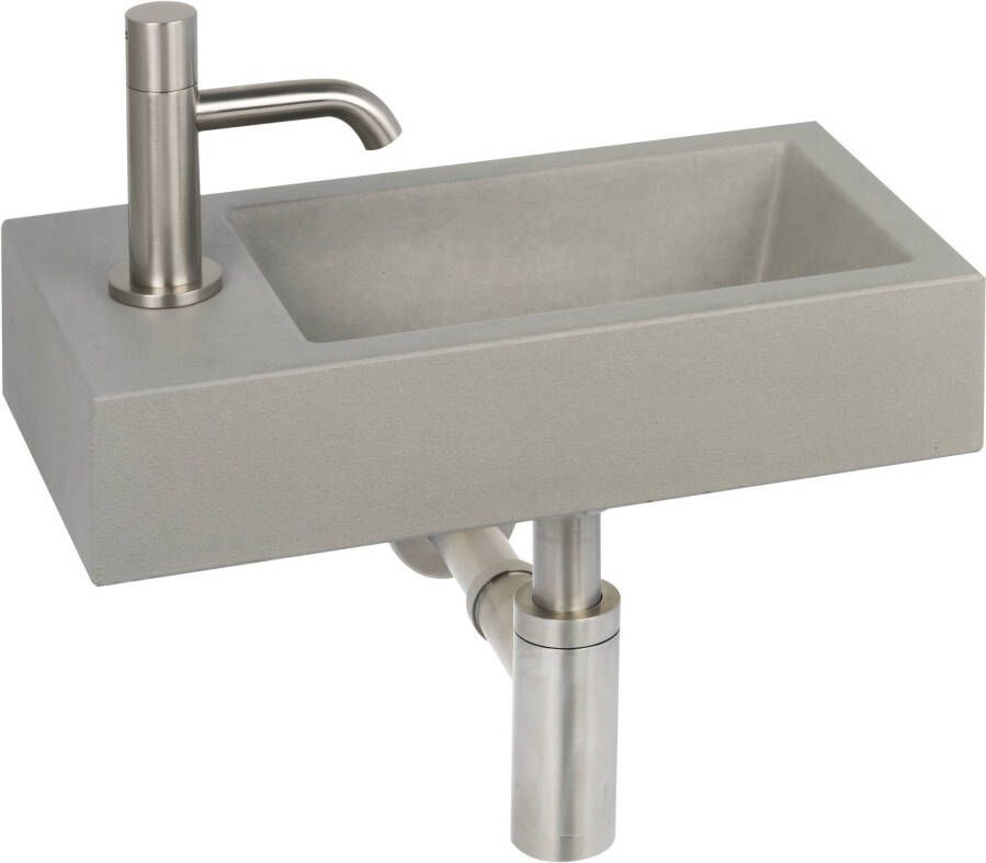 Ben Titan fonteinset met RVS-look kraan links beton