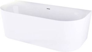 Ben Vico halfvrijstaand bad (back to wall) Mat wit 180x80cm met badafvoer sleuf overloop