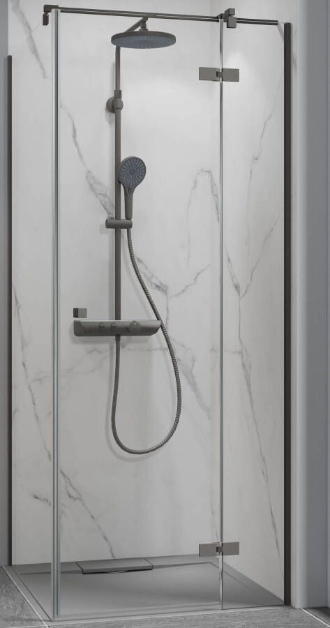 Ben Vivid zijwand voor draaideur 100x200 cm geborsteld zwart helder glas