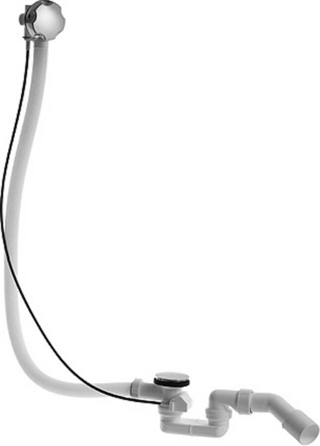 Duravit D Code badafvoer en overloopcombinatie met waste voor bad 180cm inclusief middenafvoer 790226000001000
