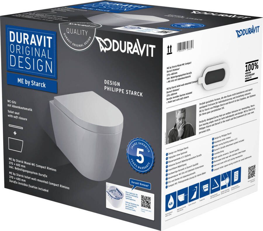 Duravit Me By Starck toilet pack Rimless 36x48x35cm wit