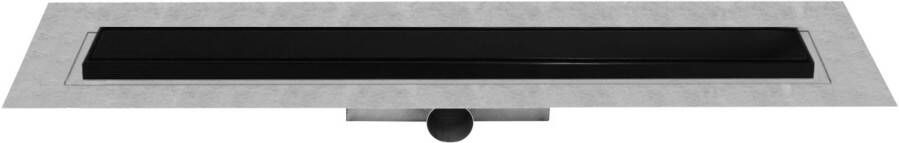 Easy Drain Compact 50 TAF Modulo douchegoot RVS m. Zero+ rooster waterslot 50mm 80cm inbouwdiepte 90mm met zijuitloop zwart edm1tafzm800-50b