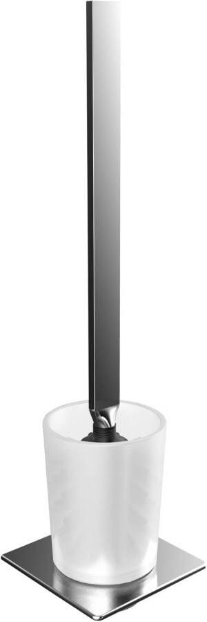 Emco Art toiletborstelgarnituur met houder van gesatineerd kristalglas 36 5 x 10 1 x 10 1 cm chroom