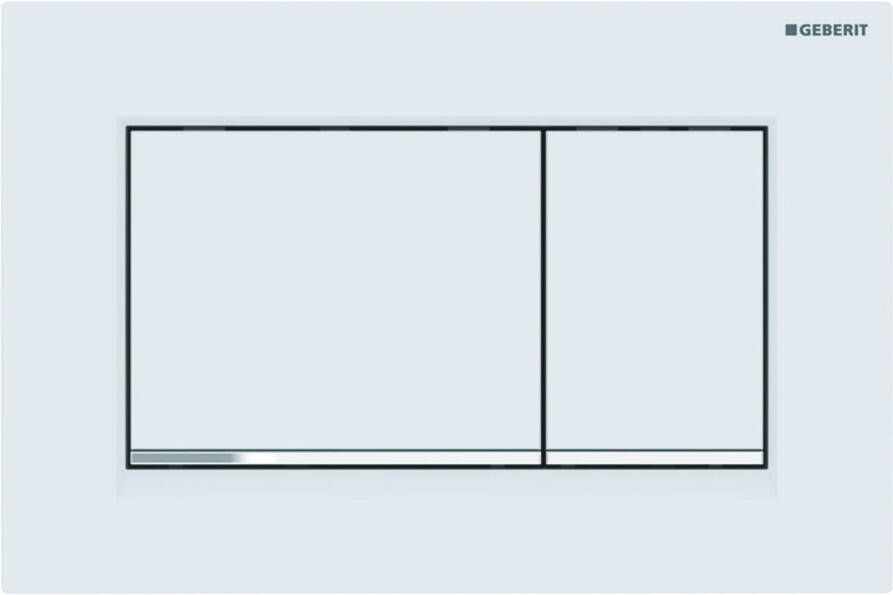 Geberit Sigma30 bedieningplaat 2-toets spoeling frontbediening voor toilet 24.6x16.4cm wit mat met glansverchroomde strook 115.883.JT.1