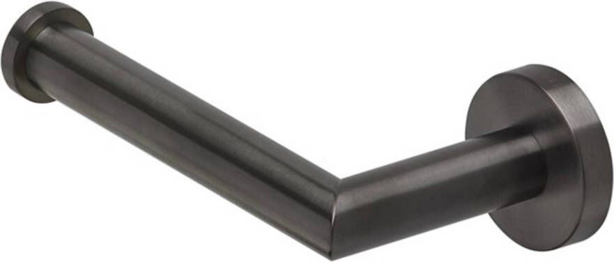 GEESA Nemox toiletrolhouder ronde buis ronde afdekrozet zonder klep hxdxl 48x87x151mm zwart metaal geborsteld - Foto 2