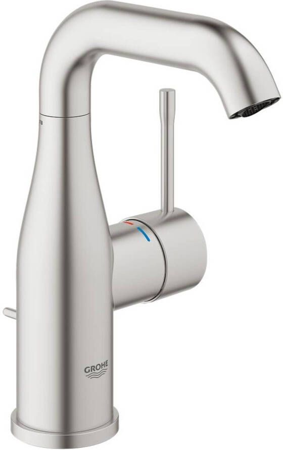 GROHE Essence New Wastafelmengkraan M-size trekwaste eengreeps 1-gats 174mm hoogte 116mm uitloop draaibaar supersteel