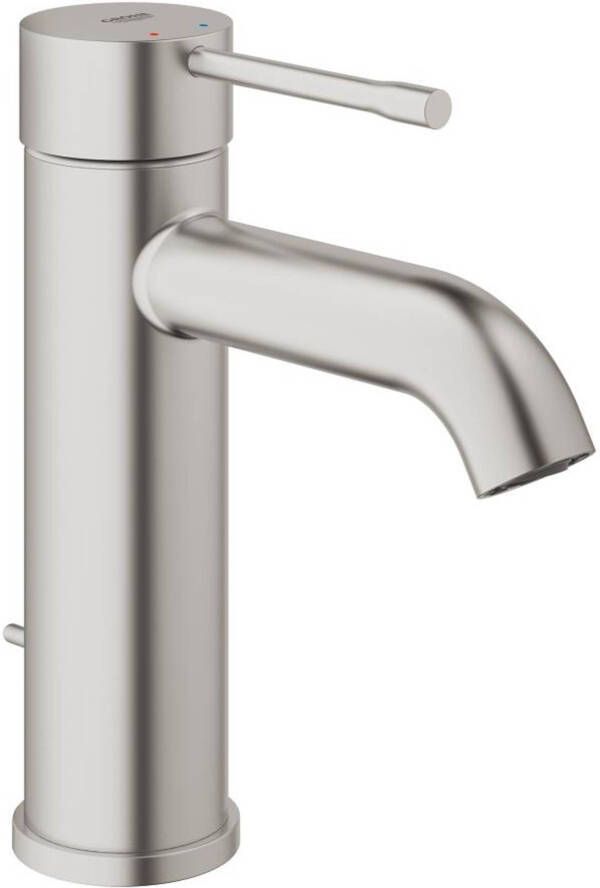 GROHE Essence New Wastafelmengkraan S size trekwaste eengreeps 1 gats 174mm hoogte 116mm uitloop vast supersteel