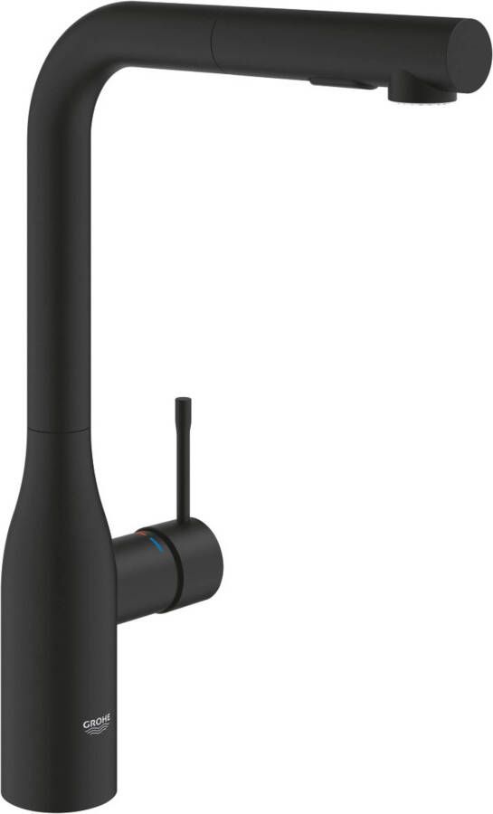 GROHE PROFESSIONAL Grohe Essence keukenmengkraan met L-uitloop uittrekbare dual spray Phantom Black 30504KF0