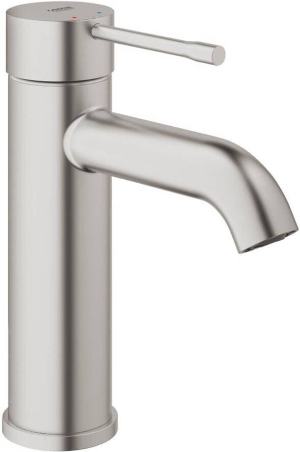 GROHE Essence New Wastafelmengkraan S size eengreeps 1 gats 174mm hoogte glad 116mm uitloop vast supersteel
