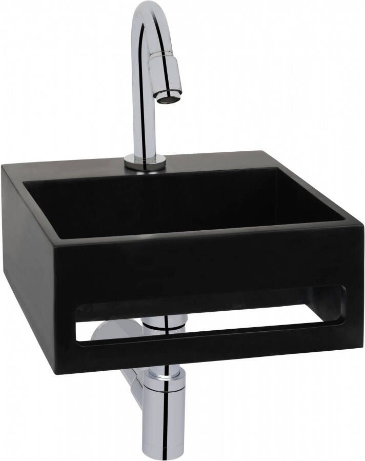 Saniselect Tenna fontein incl. chromen kraan met C-uitloop en handdoekhouder 30x28x12 5cm Mat wit