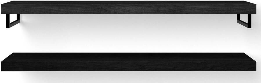 Looox Wooden Base Shelf Duo Wastafelblad 160x46x7 cm Black