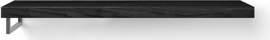 Looox Wooden Base Shelf Solo Wastafelblad 140x46x7 cm Black RVS