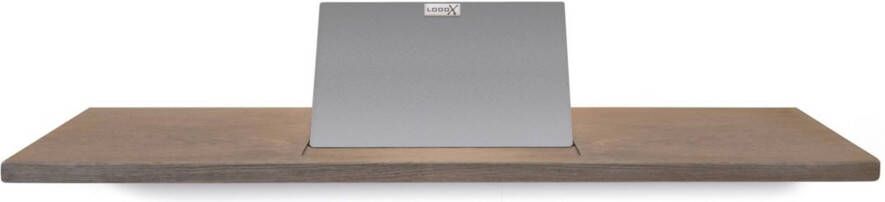 Looox Wood collection bath shelf 88cm met houder RVS geborsteld eiken RVS geborsteld wbshelf88rvs