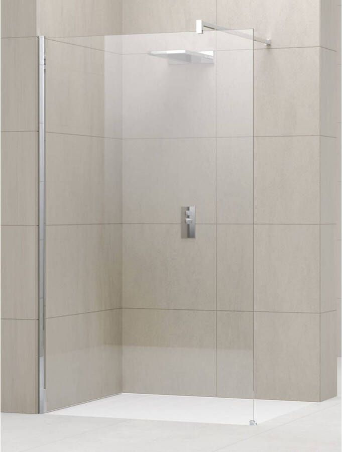 Novellini Giada inloopdouche H 98 100x195cn met muursteun 100cm chr helder giadah100-1k