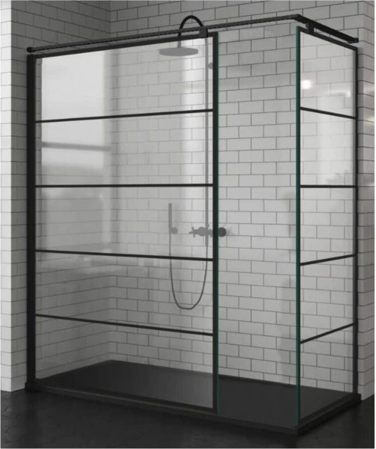 Novellini Kuadra Inloopdouche 120x200 cm Mat zwart