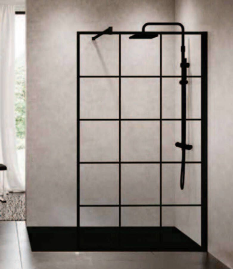 Novellini Kuadra Inloopdouche 80x200 cm mat zwart