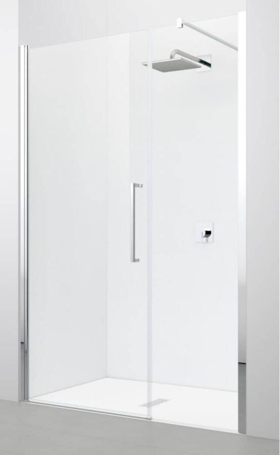 NOVELLINI Young 2.0 G+F Douchedeur rond in nis met zijwand draaideur 2000 x 1170mm(HxB ) profiel mat chroom 6mm glas helder