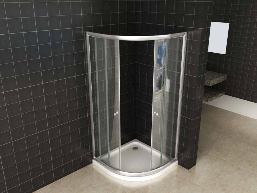 Saniselect Douchecabine kwartrond 90x90x190 cm Helder glas Aluminium