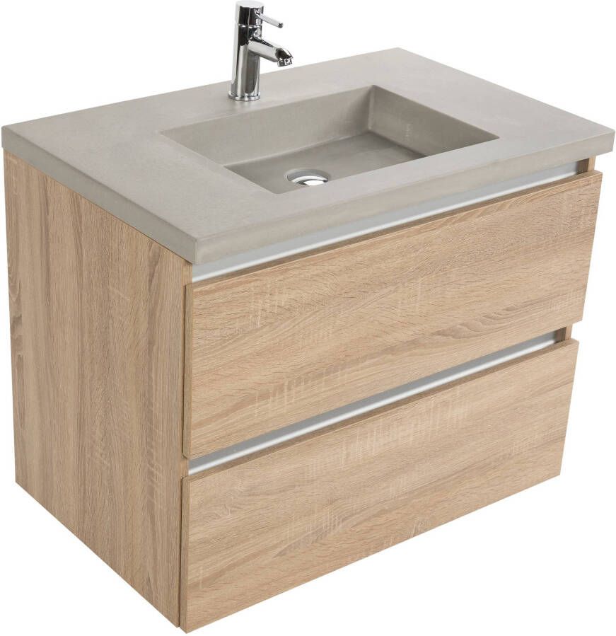 Saniselect Guarda meubelset 80cm met Betonnen wastafel en 2 lades Bardolino Eiken