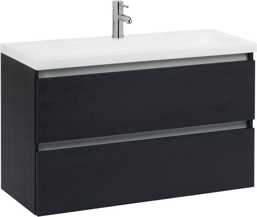 Saniselect Guarda Slimline badmeubelset 100x40cm Eiken Zwart