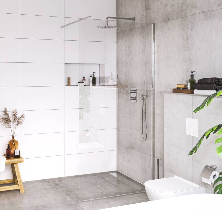 Saqu Tweedekans Solo inloopdouche incl. antikalk 100x200cm nanoglas aluminium 05270