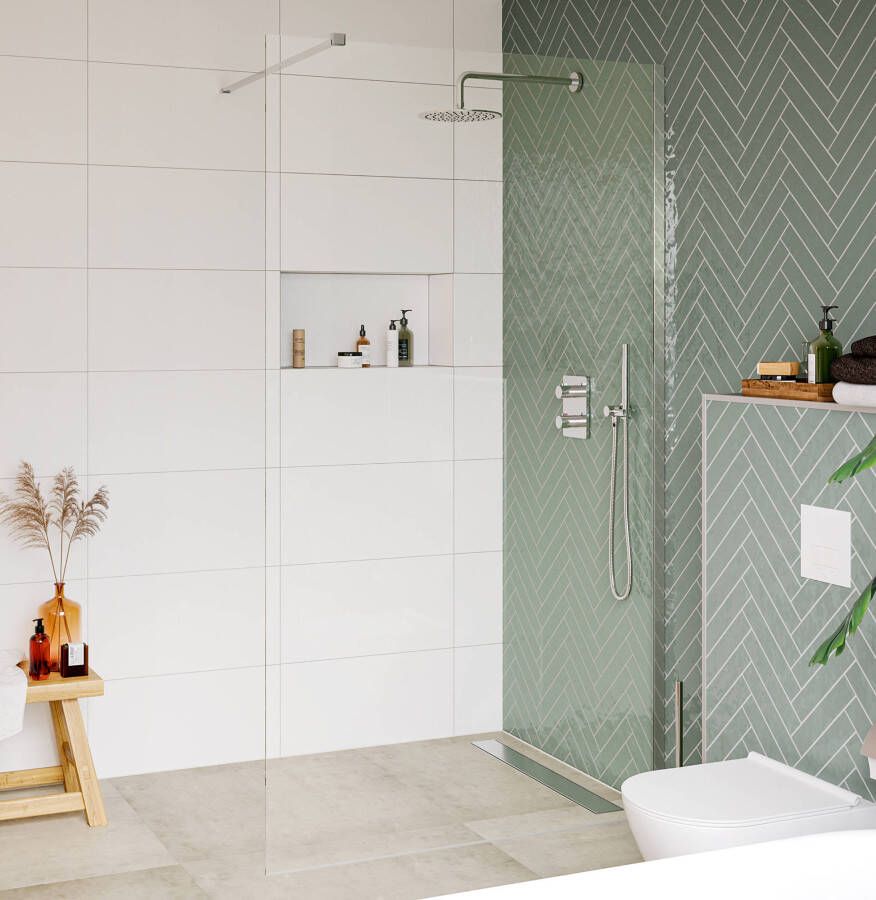 Saniselect Modella Inloopdouche 100x210 cm Helder Glas Chroom