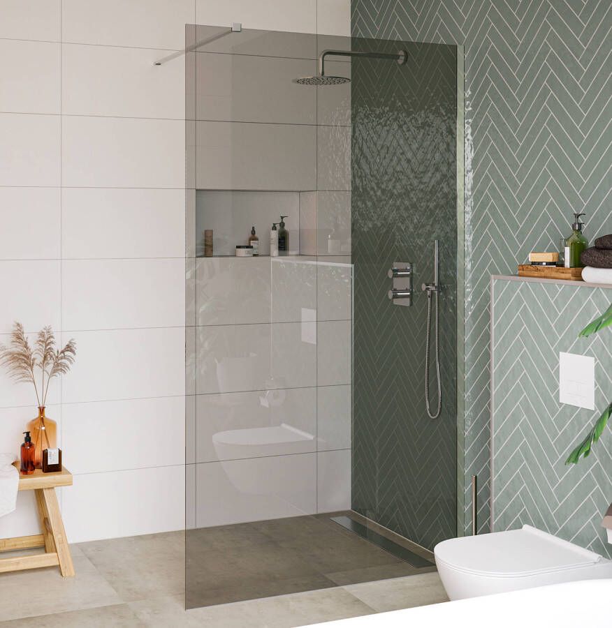 Saqu Modulo inloopdouche incl. antikalk 120x210cm grijs glas chroom