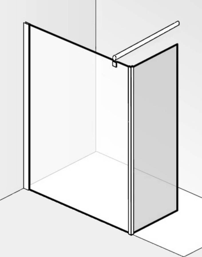 Saqu Modulo inloopdouche met zijwand incl. antikalk 120x30x210cm grijs glas aluminium