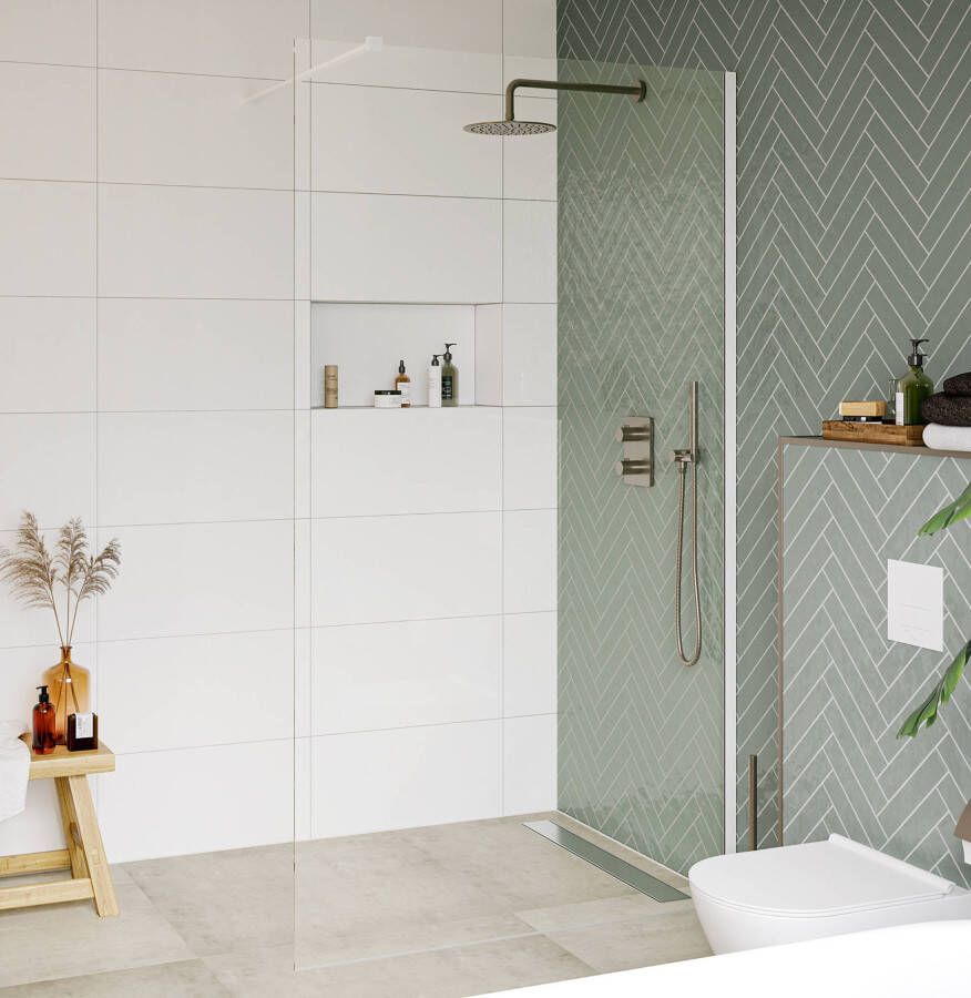 Saniselect Modella Inloopdouche 90x210 cm Helder Glas Mat Wit