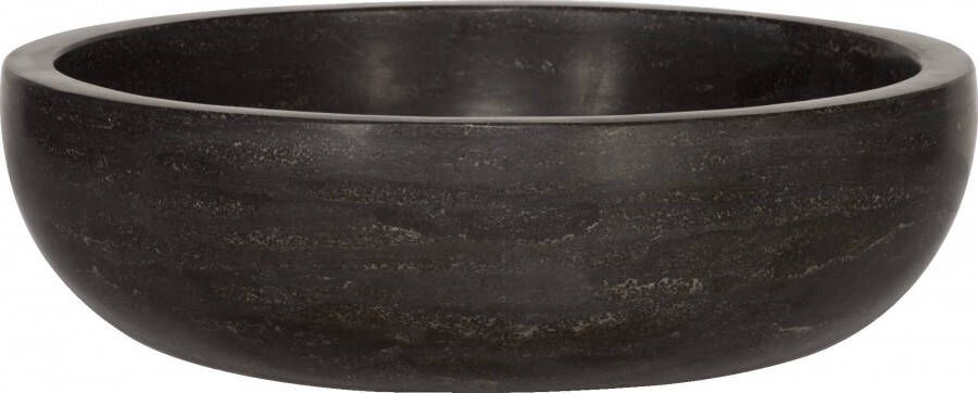 Saqu Tweedekans Nature Collection ronde waskom Ø 40x12 cm natuursteen zwart 04538