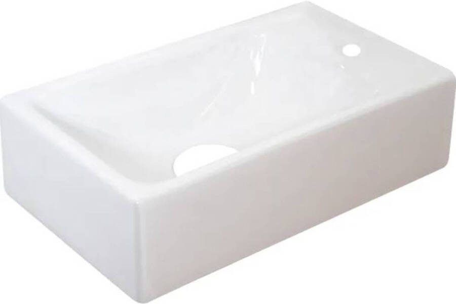 Saqu Rise fontein met kraangat rechts 40x23x10cm glans wit