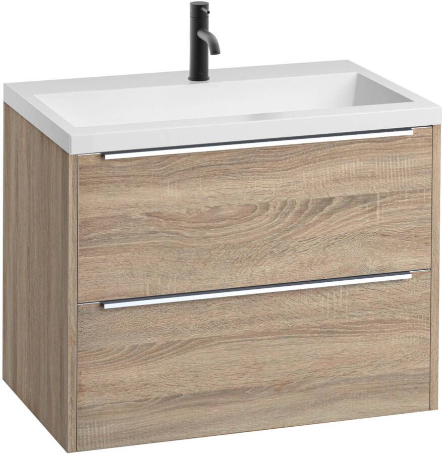 Saniselect Socan Slimline badmeubelset 80x40cm Bardolino Eiken Chroom