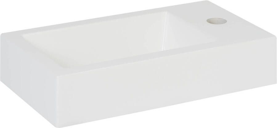 Saqu Tweedekans Square fontein 40 5x22x9cm 1 kraangat rechts Wit 05981