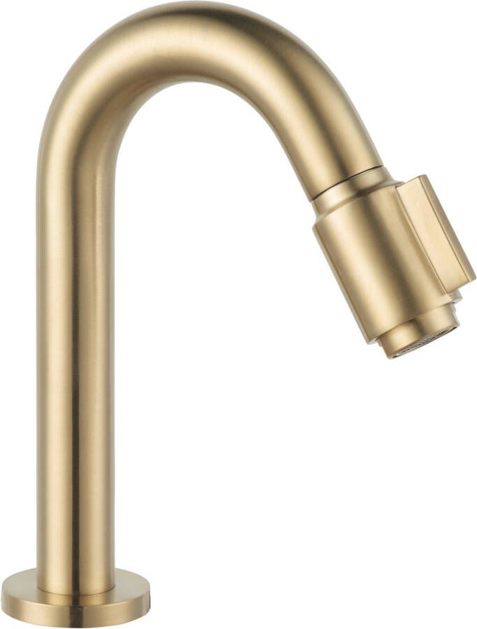 Saqu Essential 2.0 luxe fonteinkraan met C-uitloop geborsteld messing