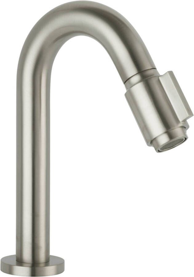 Saniselect Toiletkraan eengreeps met keramisch binnenwerk 19 cm geborsteld staal