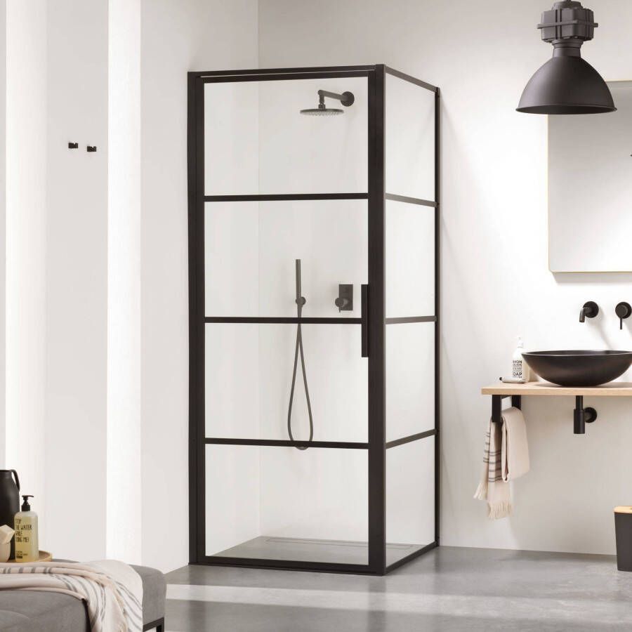 Sealskin SOHO douchecabine met draaideur links incl. antikalk 90x90x210cm zwart