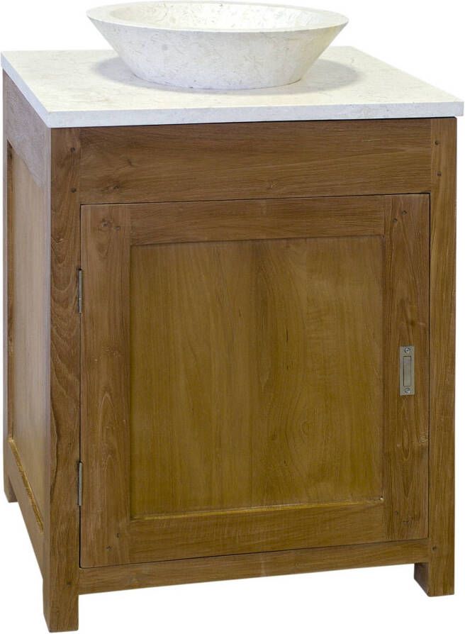 Teak & Living Wastafelmeubel 60x50x90 cm. Incl Top en natuurstenen waskom White