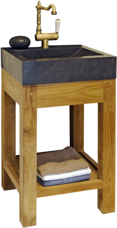 Teak & Living Wastafelmeubel Unf. met wastafelbak Black Afmeting: 50x48x90 cm