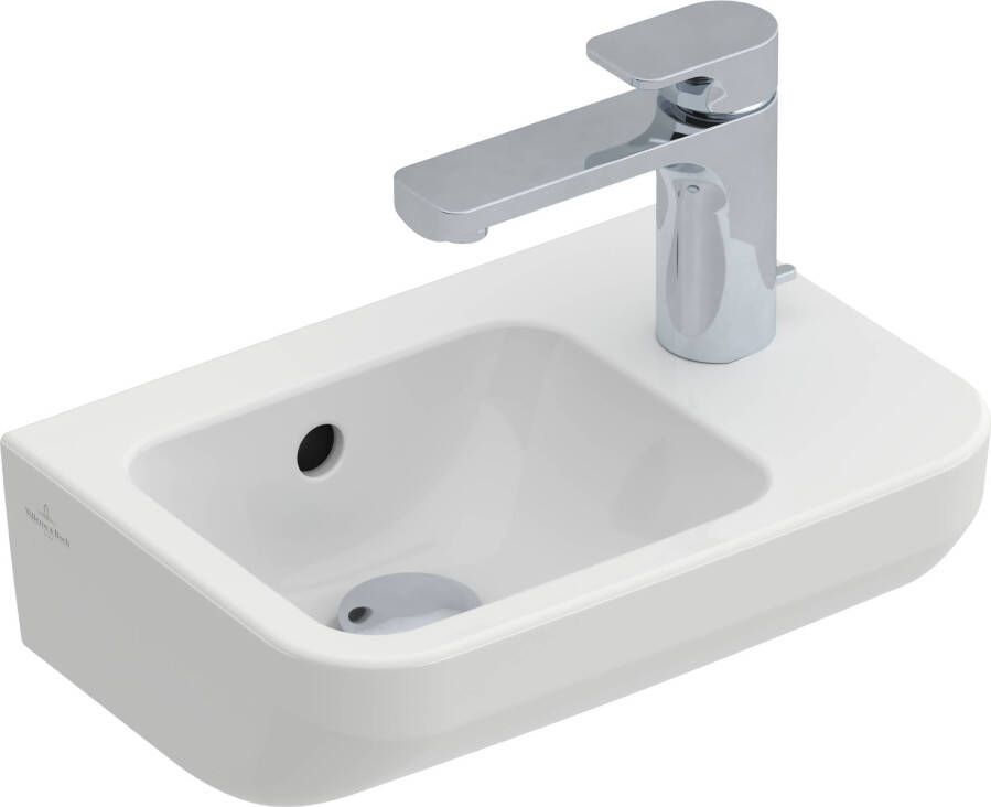 VILLEROY&BOCH Villeroy&amp Boch Architectura fontein hoekig geschikt voor 1 gat armatuur kraangat rechts doorgestoken zonder overloop wit
