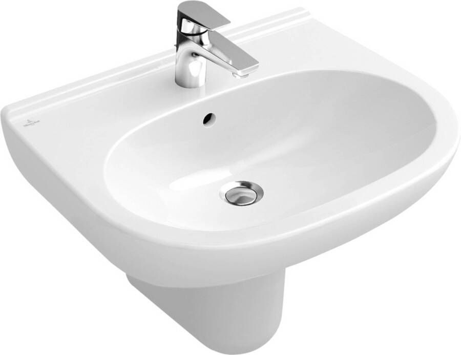 VILLEROY&BOCH Villeroy&amp Boch O.Novo keramische wastafel 550x450mm uittikbare kraangaten links en rechts wit