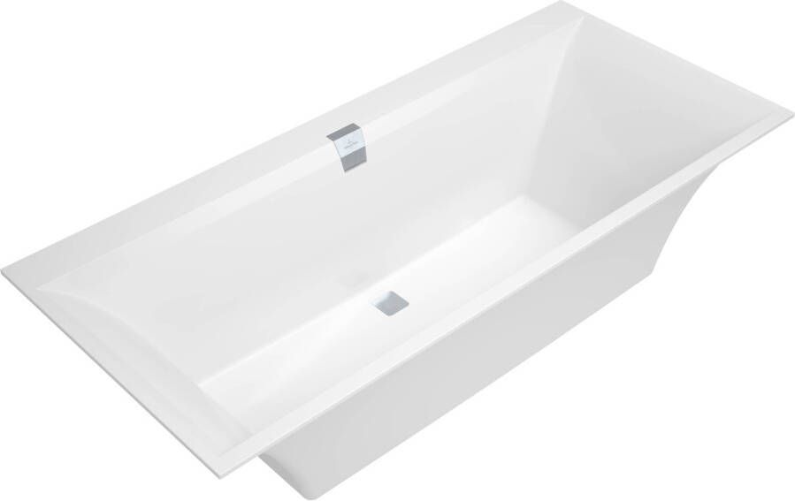 Villeroy & Boch Squaro Edge 12 bad quaryl rechthoekig 180x80x45cm incl. poten en afvoer overloopcombinatie wit ubq180sqe2dv-01