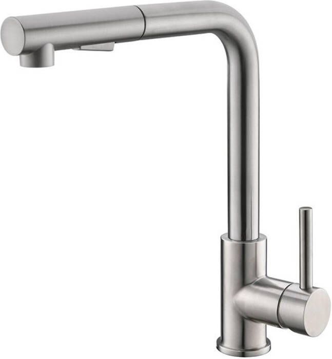Wiesbaden 304 Reno Twenty keukenkraan met coldstart en uittrekbare handdouche RVS 24.3709