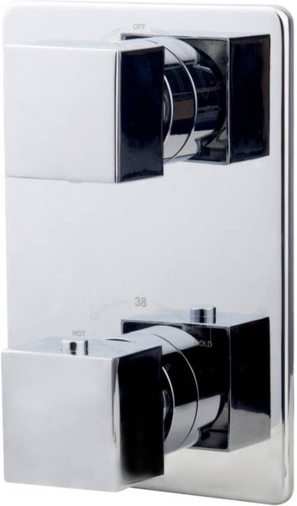 Wiesbaden Douchekraan Rombo Afbouwdeel Thermostatisch Inbouw Vierkant Chroom 2 Greeps