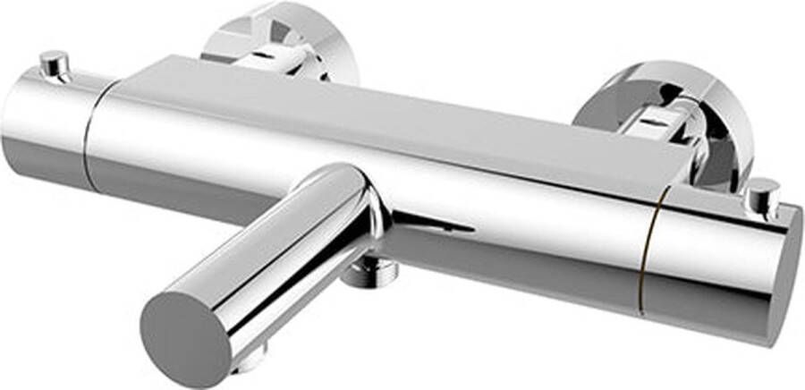 Wiesbaden Badkraan Style 15cm Hartafstand Thermostatisch Opbouw Rond Cooltouch Chroom 2 Greeps met Uitloop - Foto 2