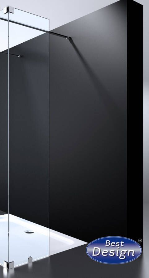 Douche Concurrent Douchewand Erico 30x200cm Antikalk Helder Glas Chroom Hoekprofiel 8mm Veiligheidsglas Easy Clean - Foto 2