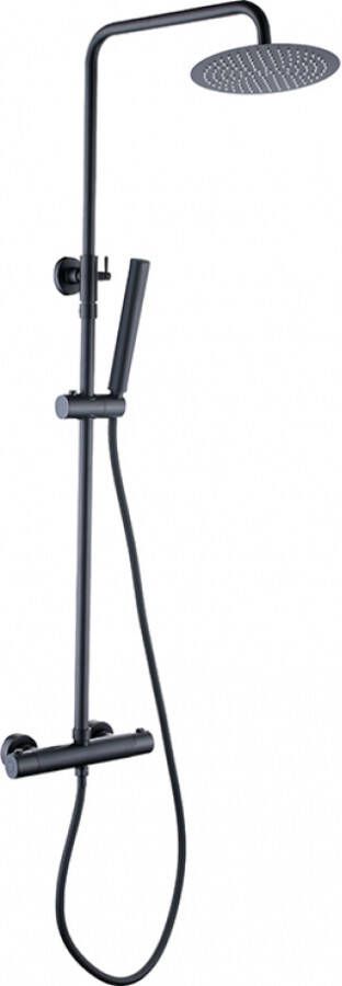 Xellanz Doucheset Caral-Eco Twenty Opbouw Rond Mat Zwart Thermostaatkraan Regendouche Handdouche - Foto 2