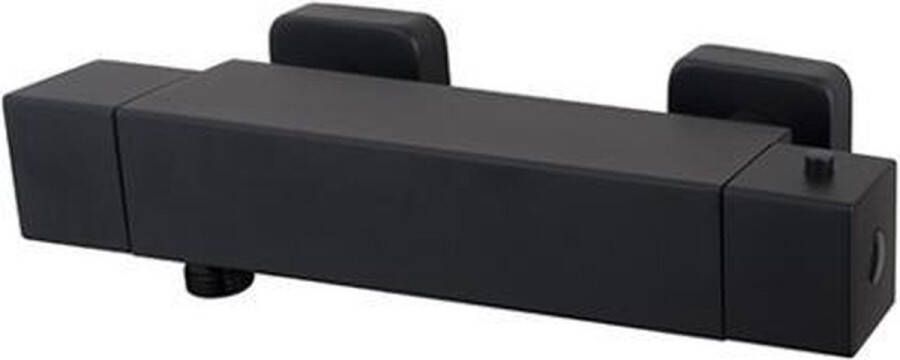 Xellanz Douchekraan Essential | Opbouw | Thermostaatkraan | 1-weg | hoh 15 cm | 2-knops | Vierkant | Zwart
