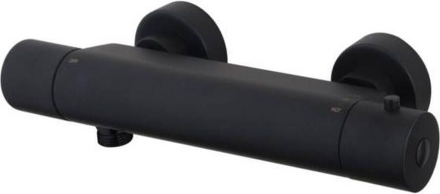 Xellanz Douchekraan Eco Cool Touch | Opbouw | Thermostaatkraan | 1-weg | hoh 15 cm | 2-knops | Rond | Zwart