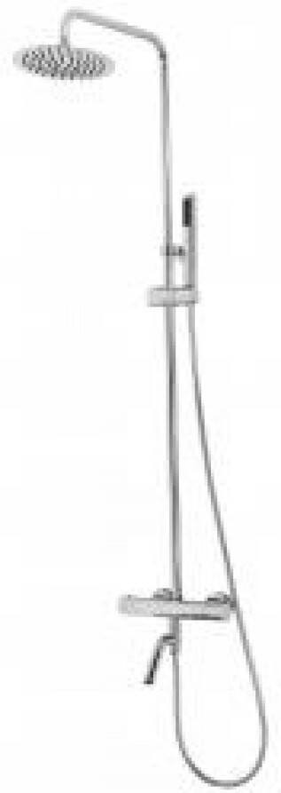 Wiesbaden Badset Megan Opbouw Rond Chroom Thermostaatkraan Glijstang Regendouche Handdouche met Onderuitloop - Foto 5