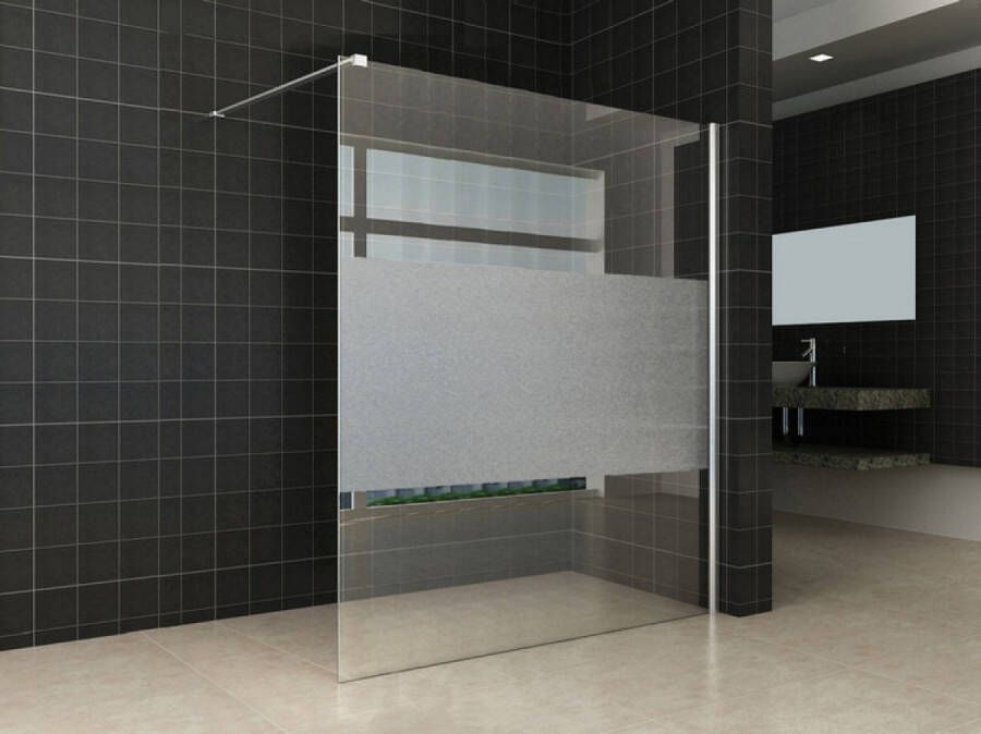 Sanifun douchewand Renzo 140 x 200 NANO glas met strook mat glas.